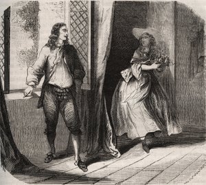 Jean Baptiste (Jean-Baptiste) Poquelin, dit Moliere (1622-1673) propôs à comediante Mademoiselle de Brie (Catherine Leclerc du Rose de French School