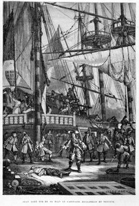 Jean Bart mata o capitão holandês de Netuno com a mão - in "A História da França" de Guizot de French School