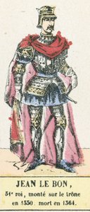João o Bom, 51º rei, ascendeu ao trono em 1350, morreu em 1364 (gravura colorida) de French School