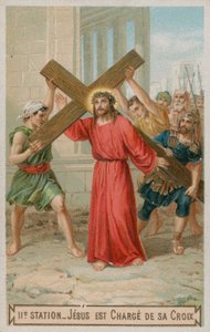 Jesus carrega sua cruz. A segunda estação da cruz de French School
