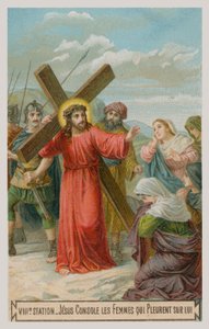 Jesus consola as mulheres que choram por ele. A oitava estação da cruz de French School