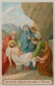Jesus é colocado no túmulo. A décima quarta estação da cruz de French School