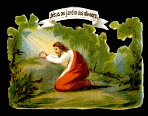 Jesus recebe a luz divina no Jardim das Oliveiras - Chromo, final do século XIX de French School
