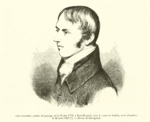 John Constable, pintor paisagista, nascido a 11 de Junho de 1776, East Bergholt, Suffolk, falecido a 30 de Março de 1837, Londres (gravura) de French School