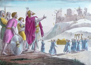 Josué ordenando que as muralhas de Jericó caíssem de French School