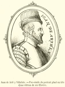 Juan de Arfe y Villafane, fac-símile do retrato colocado à frente de uma edição de suas obras (gravura) de French School