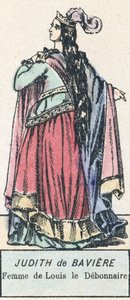 Judith de Baviere, Esposa de Louis le Debonnaire (gravura colorida) de French School