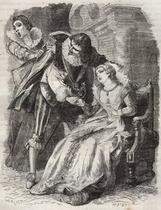 Saltando como um furioso, agarrando o duque pelo seu casaco... Rainha da França Ana da Áustria (1601-1666) e o Duque de Buckingham (George Villiers de French School