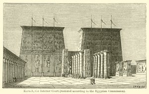 Karnak, o Tribunal do Interior, restaurado segundo a Comissão Egípcia (gravura) de French School