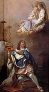 O Rei Luís XIII oferecendo a sua coroa à Virgem Pintura da Escola Francesa. Versalhes do século XVII. Igreja de Nossa Senhora de Versalhes de French School