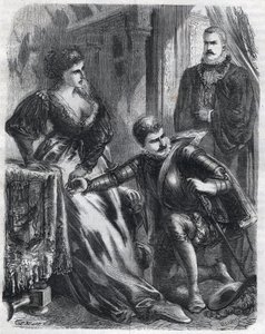 O Rei Felipe II (1527-1598) surpreende seu filho, o Príncipe Dom Carlos (1545-1568), tentando violar sua sogra (madrasta), a Rainha Isabel (1545-1568) (Isabel da França ou Isabelle de Valois), 17 de janeiro de French School