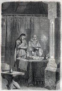 Rei de França Carlos V, o Sábio (1338 - 1380) consultou as chupetas. Gravação em "História dos Papas (...) Crimes da Rainha Rei e Imperadores através dos séculos" por Maurice Lachatre de French School