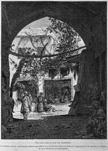 Escola corânica no baazar dos sapateiros, de La Terre Sainte de Victor Guerin, 1884 (gravura do bw) de French School