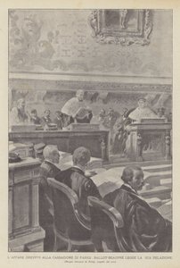 O Caso Dreyfus na Cassação de Paris, Boletim de Beleupre Lê o Seu Relatório (litho) de French School