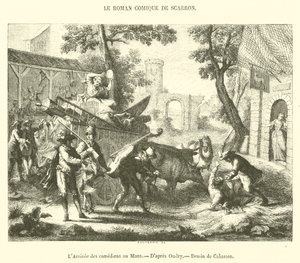 A chegada dos comediantes a Le Mans (gravura) de French School