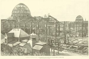 A Exposição Universal de 1889, As Estruturas do Palais des Beaux-Arts e as Artes Liberaux, no Champ de Mars, A partir da fotografia de M Godefredo (gravura) de French School