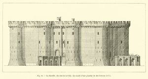 A Bastilha, no lado da cidade, fac-símile de uma placa de Du Cerceau, 1575 de French School