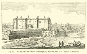 A Bastilha, no lado do Faubourg Saint-Antoine, por volta de 1650, de I Silvestre de French School