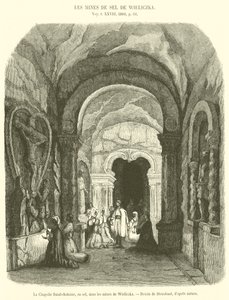 A Capela de Santo António em sal nas minas de Wieliczka (gravura) de French School