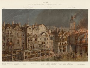 A cidade, entre a ponte de Notre-Dame e Pont au Change, 1621 de French School