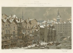 A cidade, entre a ponte de Notre-Dame e Pont au Change, 1650 de French School