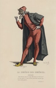 La Comedie Des Comedies, Pantalon (gravura a cores) de French School