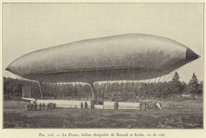 França, o dirigível de Renard e Krebs, visto de lado (gravura) de French School