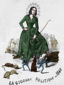 La Gigogne politique de 1848 (George Sand (Aurore Dupin, Baronne Dudevant) (1804-1876) escritor francês). Desenho animado feito em Bourges em 1848 a partir da coleção romântica de Adolphe Jullien. de French School