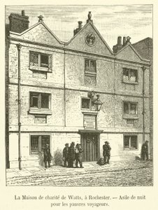 The Watts Charity House, Rochester, um abrigo nocturno para viajantes pobres (gravura) de French School