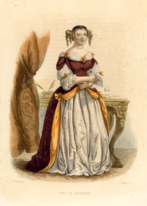 A Marquesa de Sevigne (gravura a cores) de French School