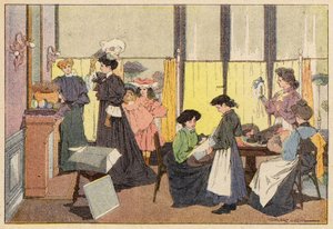 La Modiste, The Milliner (cor litho) de French School