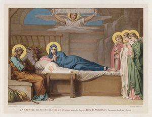 A Natividade de Nosso Senhor, Mural após Hipp Flandrin, St Germain des Pres, Paris (chromolitho) de French School
