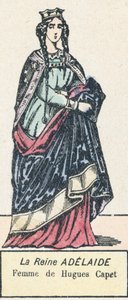 Rainha Adelaide, Esposa de Hugues Capet (gravura colorida) de French School