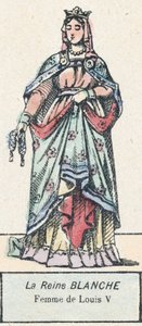 A Rainha Branca, Esposa de Luís V (gravura colorida) de French School