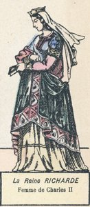 Rainha Richarde, Esposa de Carlos II (gravura a cores) de French School