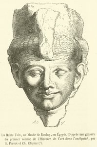Rainha Taia, no Museu de Boulaq, Egipto (gravura) de French School