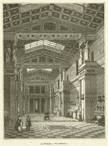 O Walhalla, vista interior (gravura) de French School