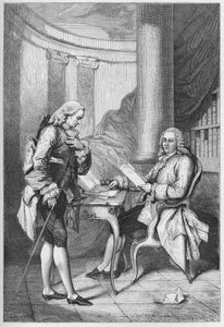 La demission de Turgot 1776 - Luís XVI (1754-1793), rei da França, e Anne Robert Jacques Turgot (1727-1781) - Demissão de Turgot - gravura de "L
