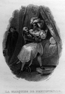 La marquise de pretintaille Chanson de Beranger em "Oeuvres complete" (1834) de Pierre Jean de Beranger (1780-1857), poeta e compositor francês. de French School