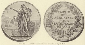 A medalha comemorativa dos aviadores do cerco de Paris (gravura) de French School