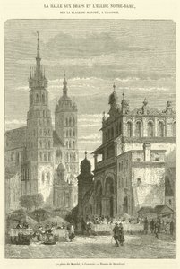 A Praça do Mercado em Cracóvia (gravura) de French School