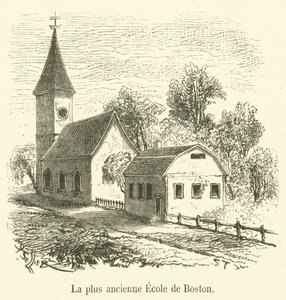 A escola mais antiga de Boston (gravura) de French School