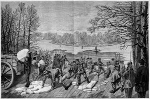 A colheita de gelo nos lagos congelados do Bois de Vincennes, em "The Illustrous World" 1887. de French School