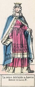 Rainha Adelaide de Sabóia, esposa de Luís 6 (gravura colorida) de French School