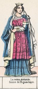 Rainha Adelaide, esposa de Hugues-Capet (gravura colorida) de French School