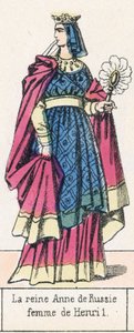 Rainha Ana da Rússia, esposa de Henrique I (gravura colorida) de French School