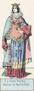 Rainha Berthe, esposa de Pepin the Short (gravura colorida) de French School