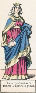Rainha Constança, esposa de Robert the Pious (gravura colorida) de French School