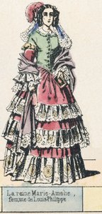 Rainha Marie-Amelie, esposa de Louis-Philippe (gravura a cores) de French School