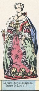 Rainha Marie Leczinska, esposa de Louis 15 (gravura a cores) de French School
